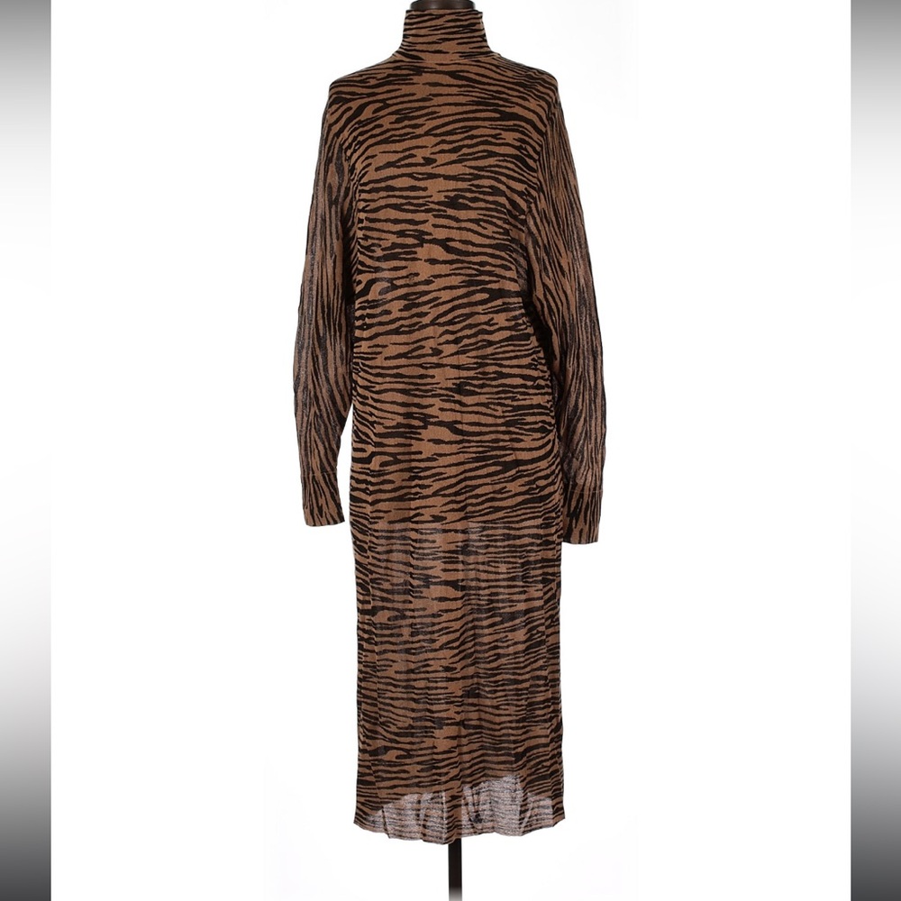 ZARA Long Sleeve Zebra Maxi Dresss